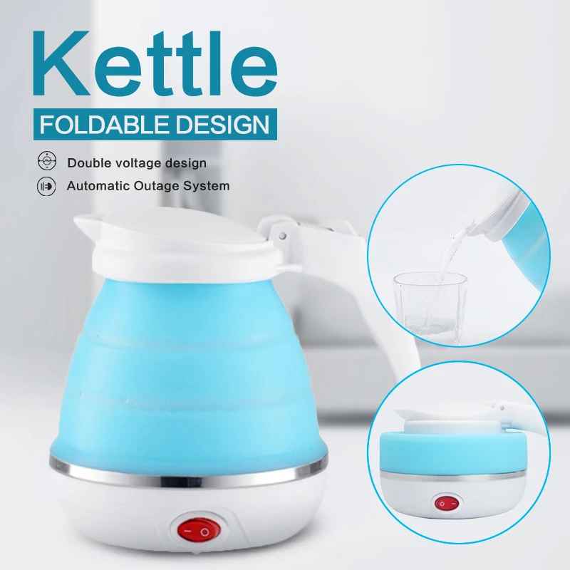 

Portable Electric Kettle Silicone Foldable Travel Camping Water Boiler Adjustable Voltage Home Electric Appliances 680W