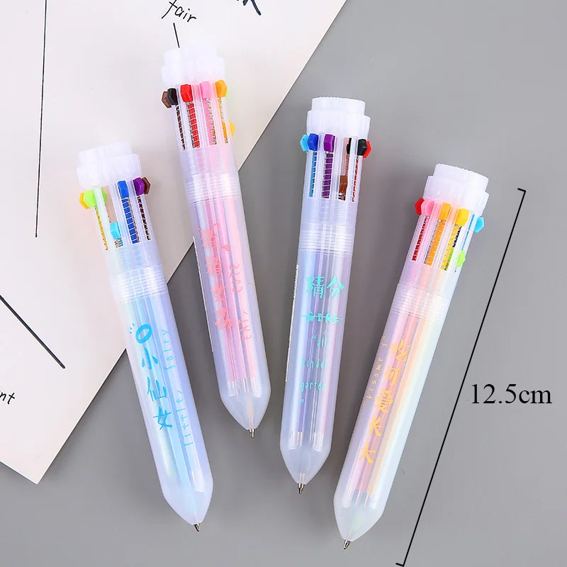 Ballpoint Pen 0.7mm Kawaii Pen Cartoon 10 colors in 1 Presse Ball Pen For School Writing Office Supplies Creative Stationery