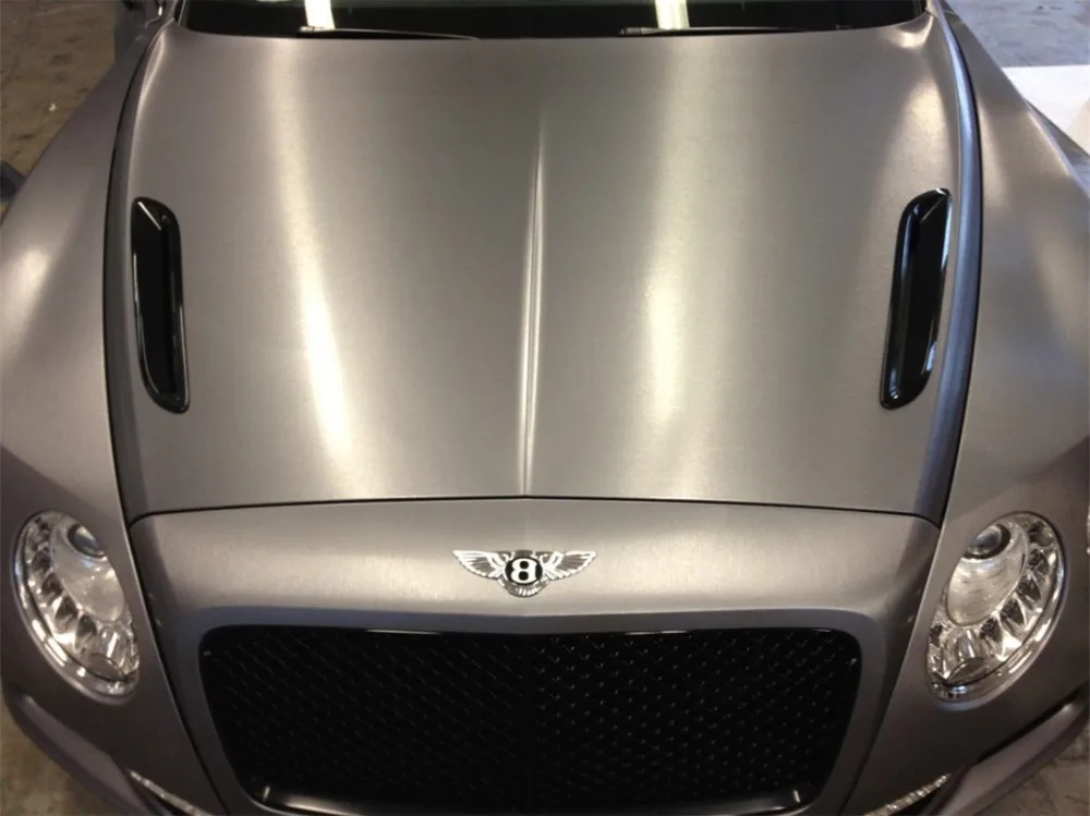  Grey Metallic Brushed Steel Vinyl Wrap Car Film Wrapping Foil Bubble Free Furniture Console Compute