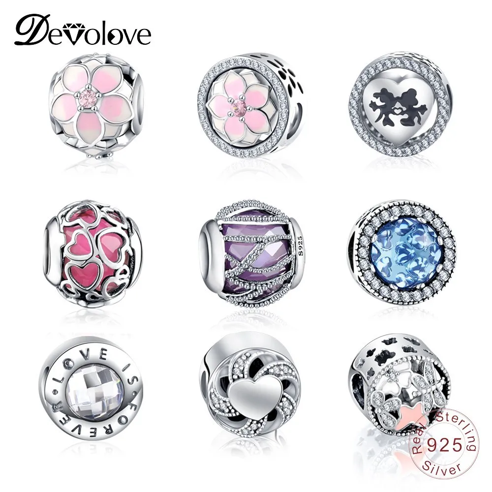 Tanie Devolove Dropshipping autentyczne 100% 925 srebro koraliki Fit Pandora oryginalna bransoletka Charms damska biżuteria na prezent