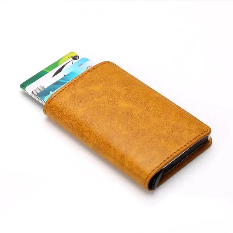 

New Mini Compact Aluminum Credit Card Box Money Case for Men Male RFID Blocking Card Holder Wallet Lady Women Female PU Leather