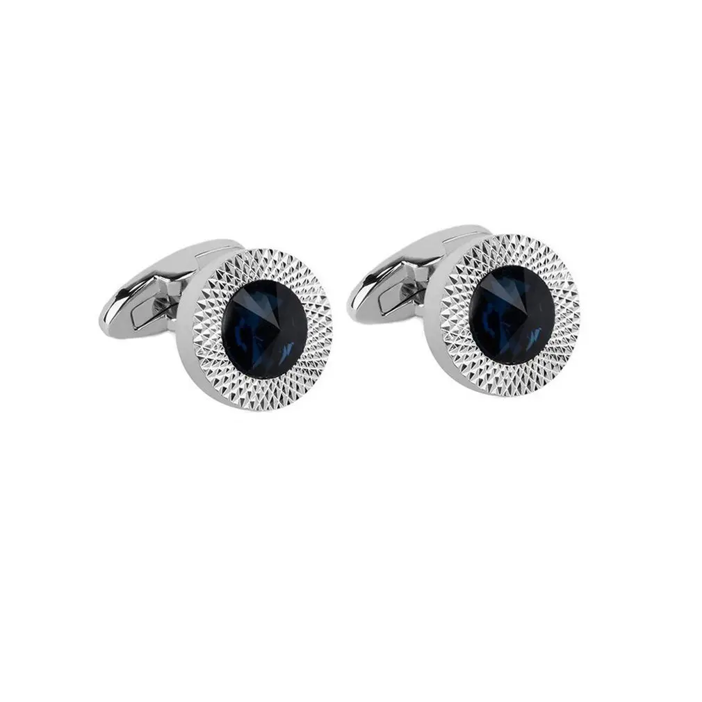 

F5420 Ink Blue Crystal Men's Cufflinks Men Shirt Cufflinks Shirt Cuff Button Cuff Links Best Gifts Luxury Design