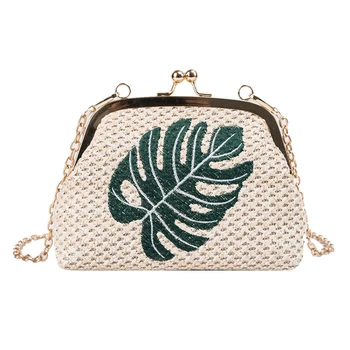 

Shell Straw Embroidered Round Bag Simple Shoulder Diagonal Female Bag Straw Bag