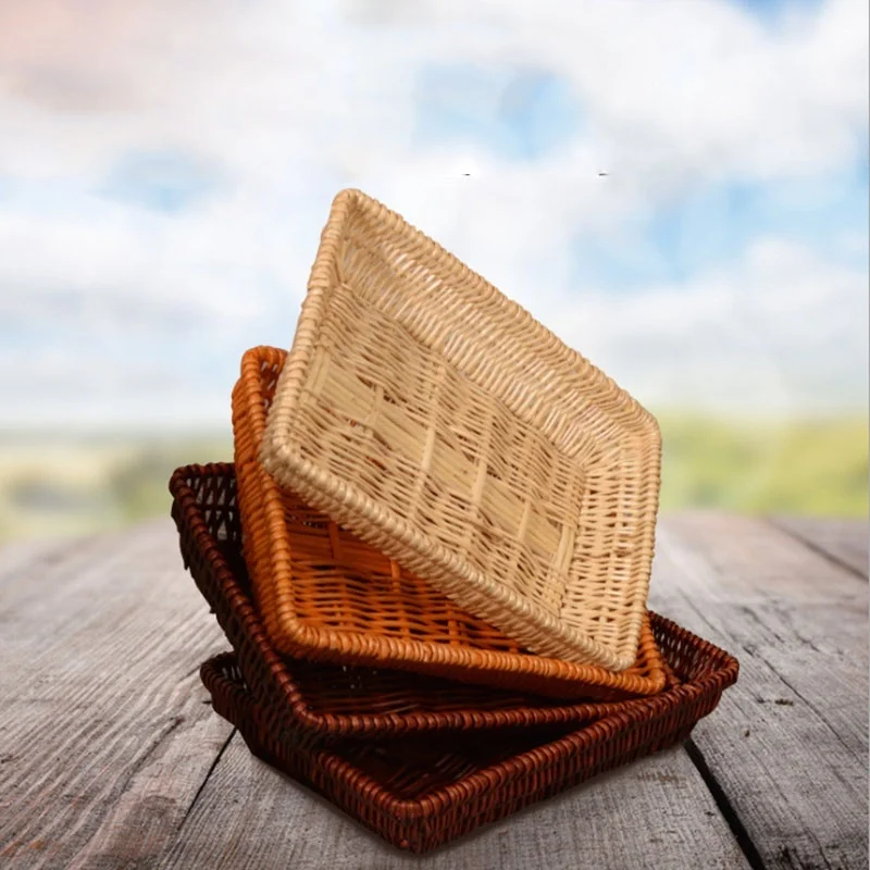 الخوص نظام الصفصاف النسيج الروطان مستطيلة النسيج الفاكهة الخبز الخضار عرض سلة الخبز النسيج سلة التخزين
