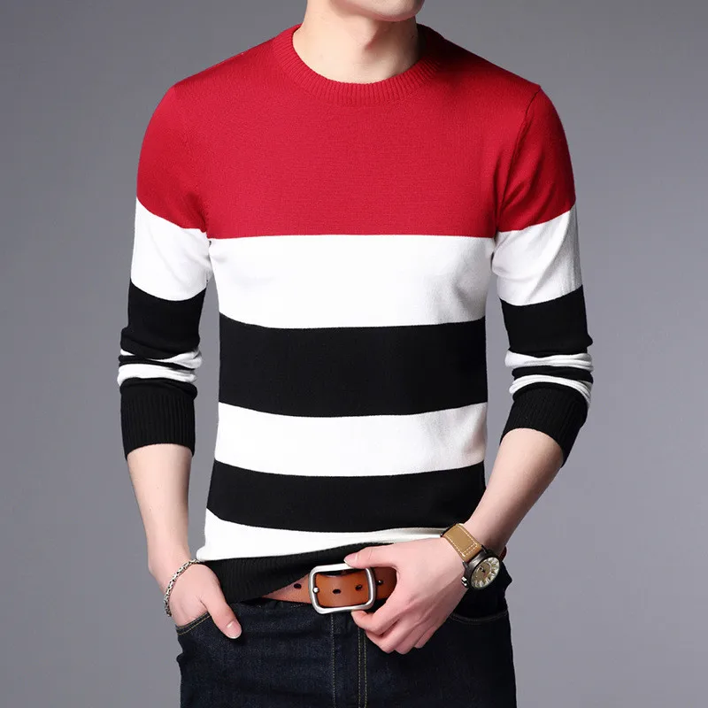 

2019 New Sweater Men Autumn Hot Sale Top Design Patchwork Cotton Soft Quality Pullover Men O-neck Casual Brand Clothing