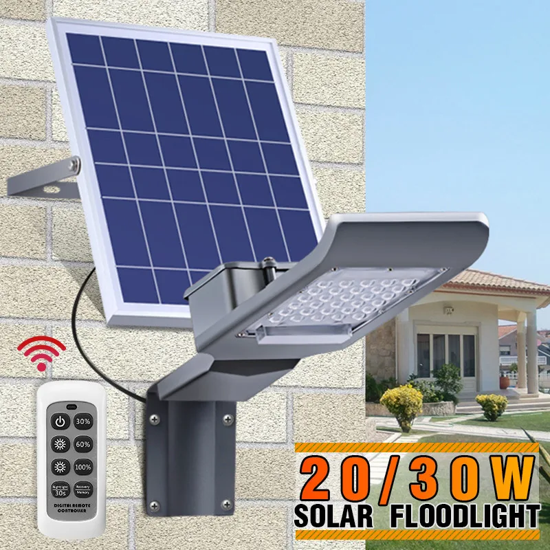 

Solar Light Outdoor LED Solar Street Light with Long Rod 20/30W Light sensor/remote control Waterproof for Yard Garden Wall Lamp
