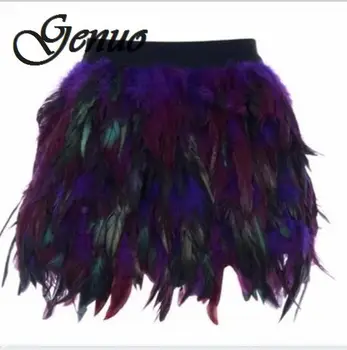 

Black Swan Feather Skirt Mini Length Fully Double Layer Fabric Lined Feather Skirt for Party Event plumage plume Skirt