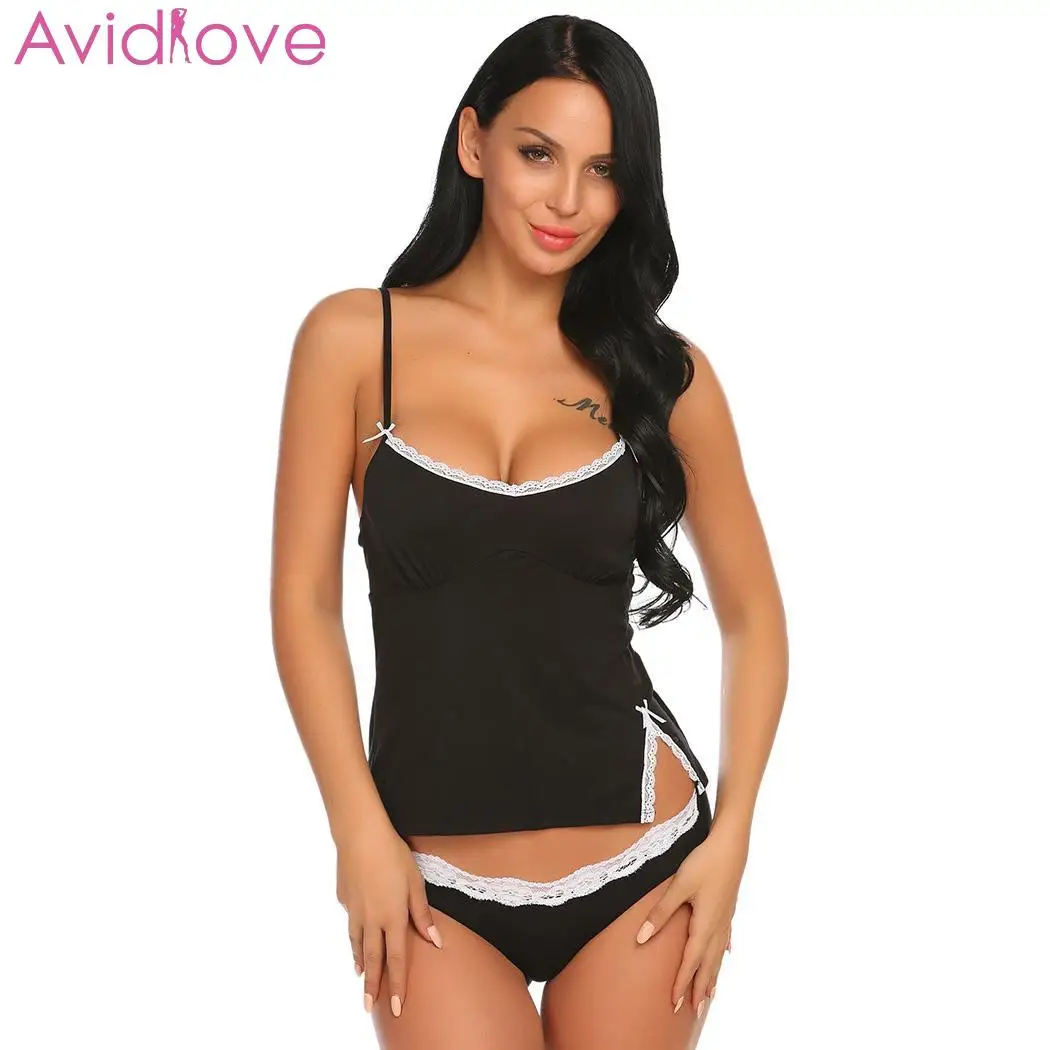 

Avidlove Women Sexy Pajamas Set Home Clothes Underwear Summer Plus Size Sleepwear Lace Slim Cami Top & Briefs Pajamas For Women