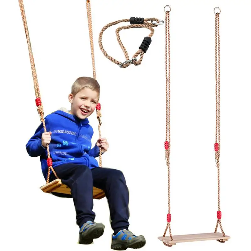 

Wooden Swing Seat Kindergarten Indoor And Outdoor Hanging Seat Anti-corrosion Swing Chair Children Garden Swing Max Load 80KG