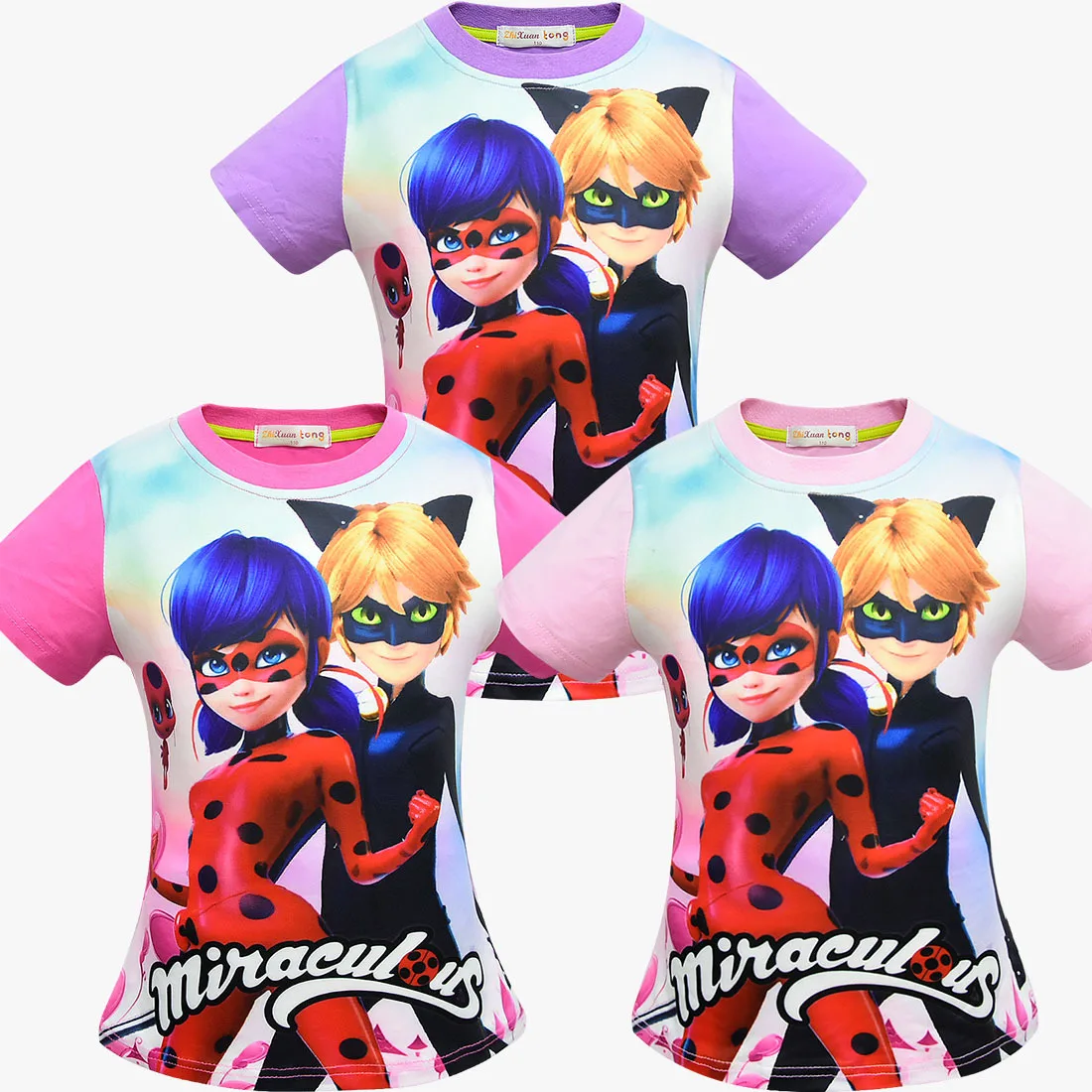 

2019 lady bug kids Ladybug Girl Moana Cartoon T-shirt For Girl Tees Summer Short Sleeves Boys Tops Teen Clothes Kids Shirts