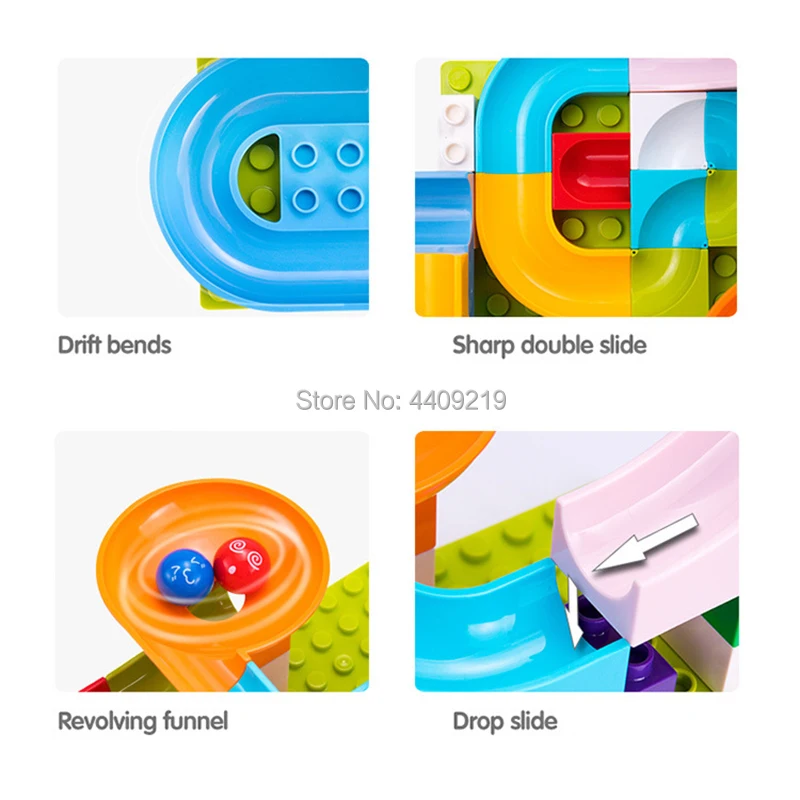 Tumama 51-208Pcs Marble Race Run Maze Balls Track Building Blocks Funnel Slide Big Size Building Brick Compatible