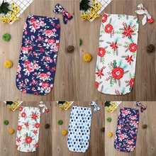 Комплект из 2 предметов: накидка с цветочным принтом для новорожденных+ повязка на голову, мягкая хлопковая пеленка для маленьких мальчиков и девочек, пеленка для сна, муслиновая Пеленка, реквизит для фотосессии