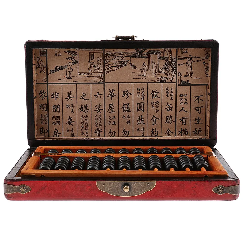 Винтаж китайский деревянный 11 рядов счеты с коробкой арифметика расчет инструмент развивающие игрушки подарки для детей и взрослых