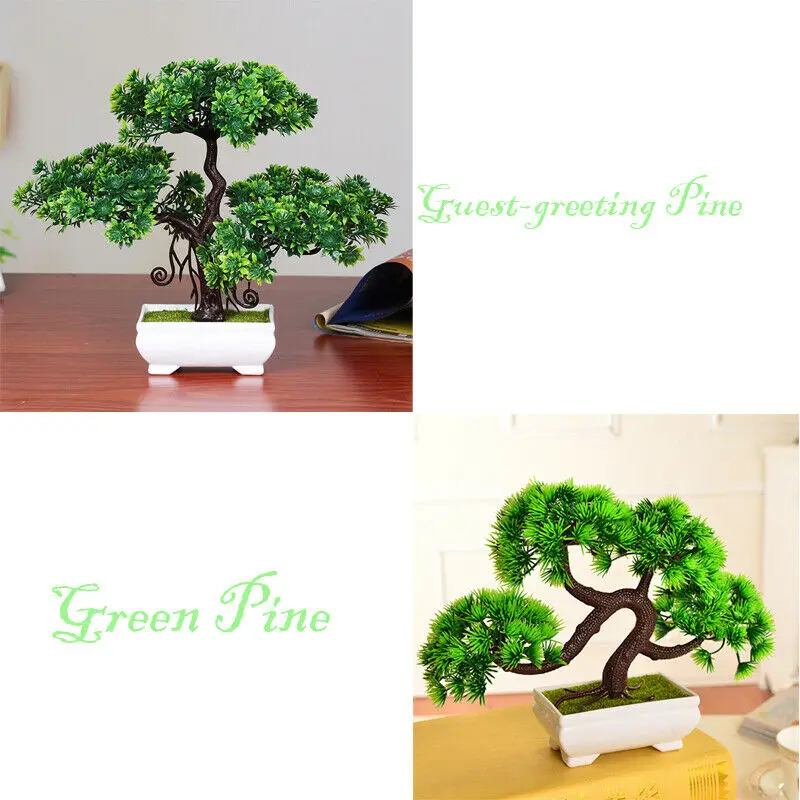 1X Artificial Bonsai Tree Greeting Pine Plant Pot Home Table Decor 20*25cm Gift