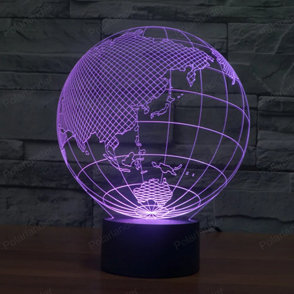 

7 colors changing visual lights gift atmosphere lamp New Asia map 3D lights touch led lamp