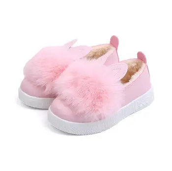 

Fashion Winter Baby kids Casual Fur Thick Warm Girls Plush Warm Non-slip Leather Shoes Cute Snow Sneakers