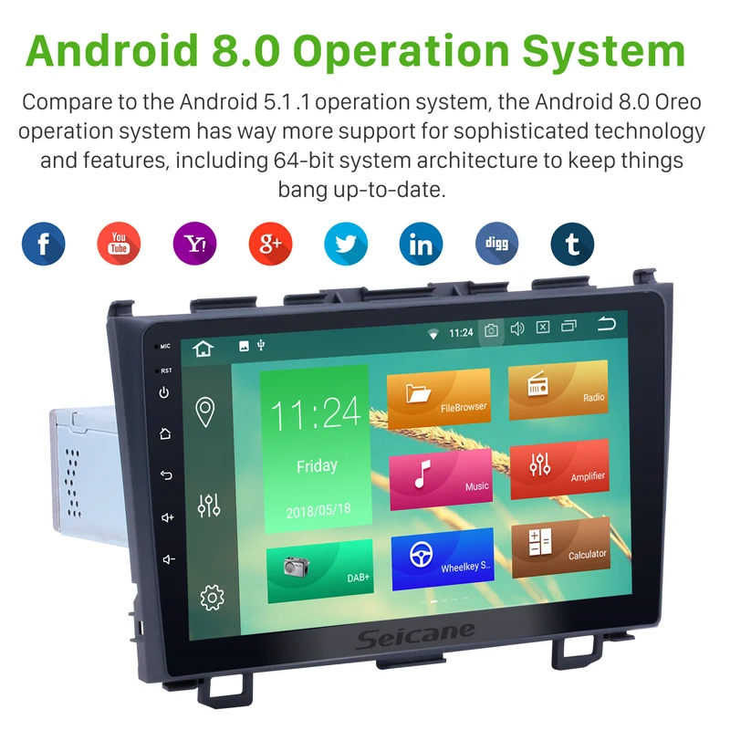 Top Seicane Stereo Android 9.0 HD 9" 1Din Car Radio GPS Navi Multimedia Player Head Unit For Honda CRV 2006 2007 2008 2009 2010 2011 1 Top Seicane Stereo Android 9.0 HD 9" 1Din Car Radio GPS Navi Multimedia Player Head Unit For Honda CRV 2006 2007 2008 2009 2010 2011 1