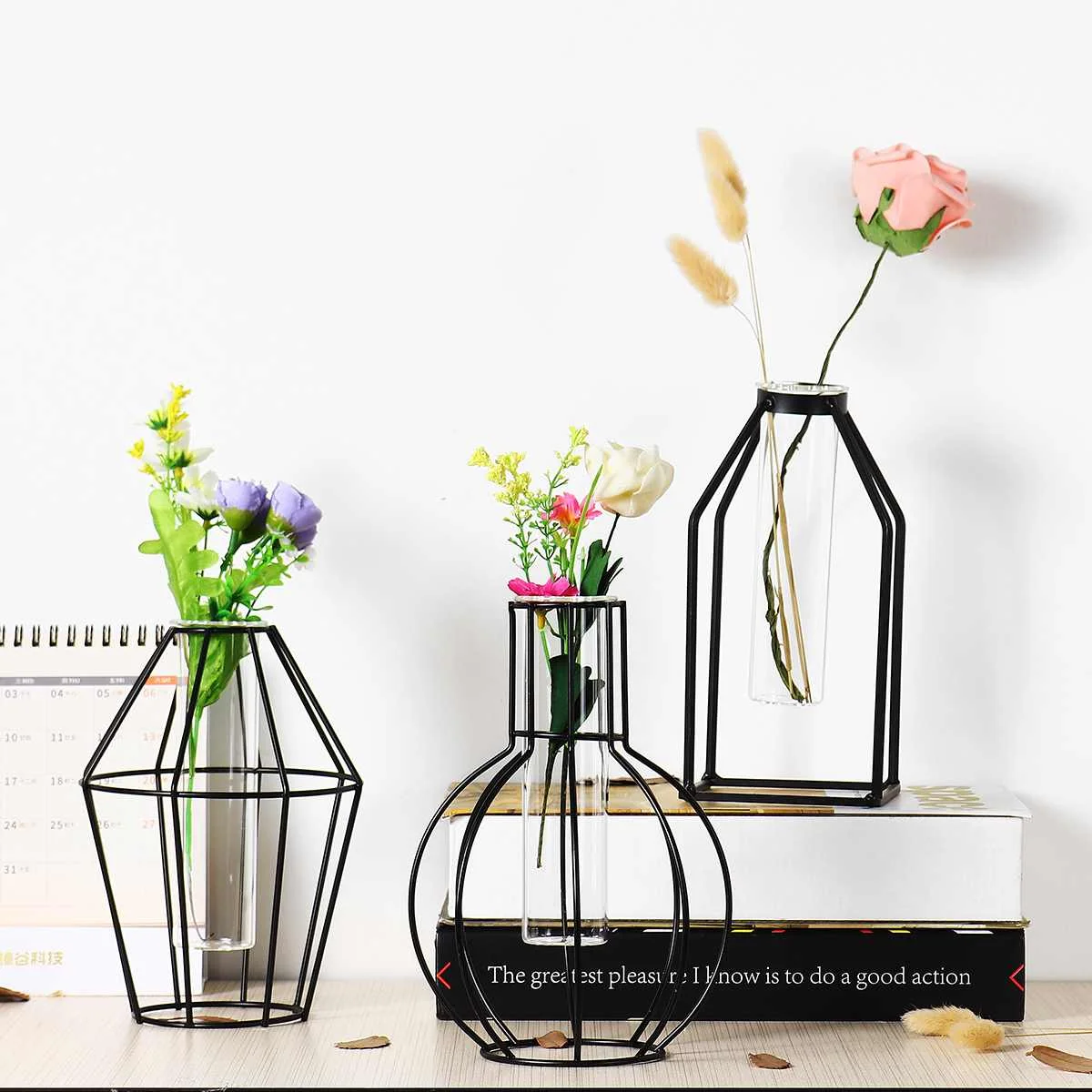 Vase Decoration for Flower Glass Iron Vase Tube Vase Plant Rack