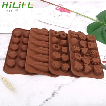 

HILIFE Cake Fondant Jelly Biscuit Mold Chocolate Candy Sugar Mold DIY 3D Chocolate Baking Tools Various shapes Color Randomly