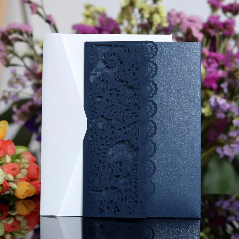  10PCS Laser Cut Wedding Invitations Cards Tri-Fold Lace Business invitation Cards Party Decor Weddi - 32964248271