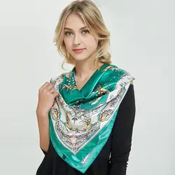 2019ins Новый Моделирование Шелковый шарф женский 90 см Железный дух печати большой квадратный шарф подарок шаль специальности Китая