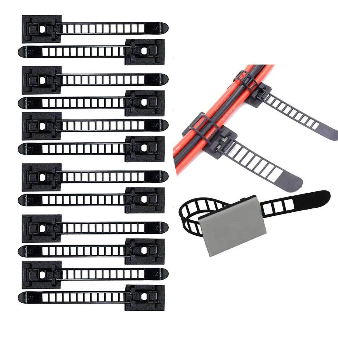 Набор регулируемых держателей для кабелей, 20 шт., управление, самоклеющиеся Кабельные Зажимы для крепления кабеля, держатель провода с клейкой защищенной подложкой