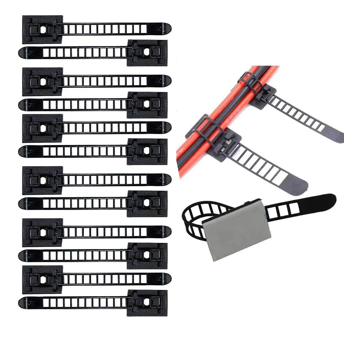 

20pcs Adjustable Cable Holder Set Management self-adhesive Cable Clips of Cable Fixing Wire Holder with Adhesive Secured Backing