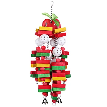 

New-Bird Chewing Toy Large Medium Parrot Cage Bite Toys African Grey Macaws Cockatoos Eclectus, Apple