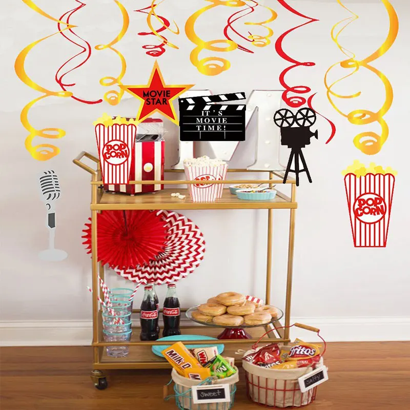 30pcs Set Hollywood Movie Theme Hanging Swirl Birthday Spiral