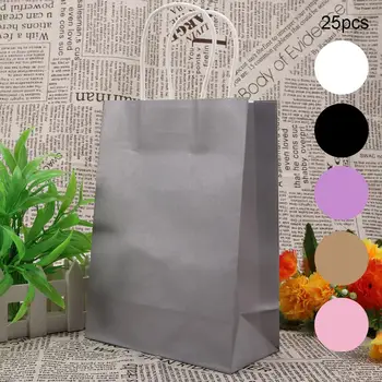 

25 PCS/Set Gift Bag Kraft Paper for Wedding Candy Favor Bag With Handle Paper Gift Boxes