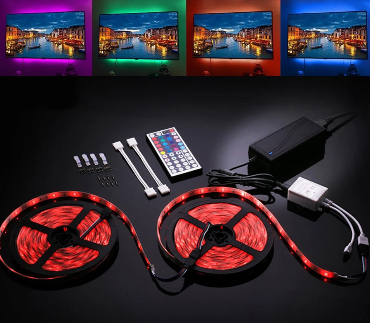 #cheap UK EU Plug SMD 5050 RGB LED Strip Waterproof 10M 300LED DC 12V LED Light Strips Flexible Neon Tape Monochrome