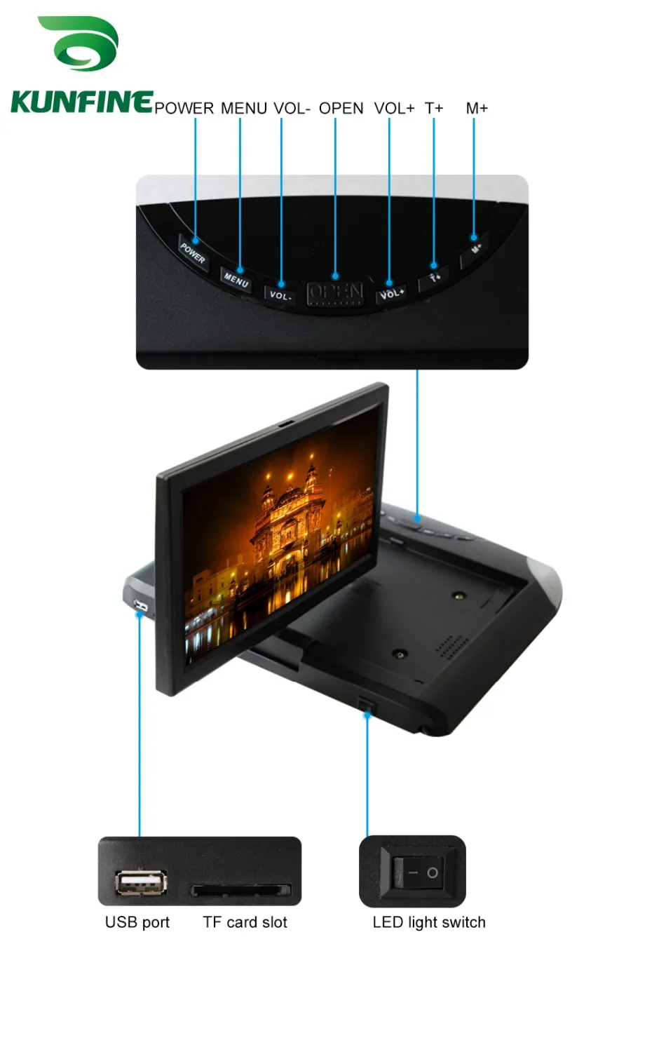10,1 ''монитор крыши автомобиля ЖК дисплей флип подпушка экран накладные Мультимедиа Видео потолок крыши держатель для планшетов построить в ИК/FM USB передатчик