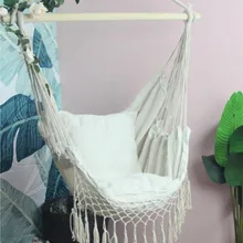 Подвесное кресло-качалка в скандинавском стиле с кисточками, кресло-качалка с подушками для внутреннего патио, садовая мебель HW05