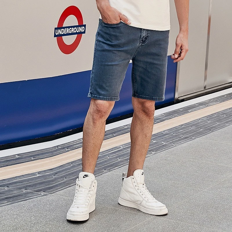 Verano 2019 nuevos pantalones cortos de mezclilla para hombres algodón Color azul sólido gris para hombre de moda Pantalones vaqueros ajustados de bolsillo para Hombre Pantalones cortos 2928|Pantalones cortos| - AliExpress