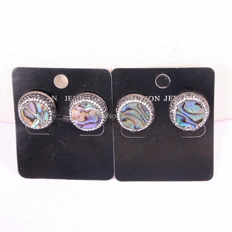 

5Pairs ZYZ326-0532 High Quality Round Abalone Shell Earrings Stud Earrings