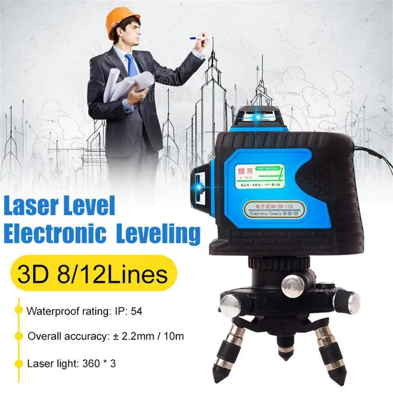 

Laser Level 12 Line Level Green Light Wall Meter 3d Intelligent Electronic High Precision Automatic Line Instrument Line Meter