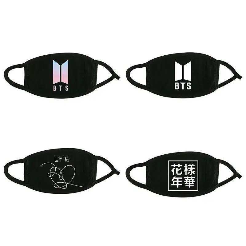 

BTS Bulletproof Juvenile Group Stylish Personality Mask Cotton Fabric Letter Printing Dust-Proof Windproof Cold Resistant Unisex