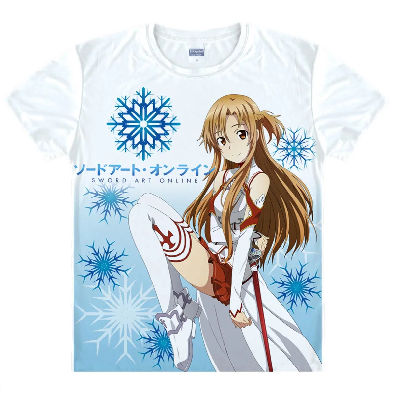 Футболка Kirito Asuna мужская с японским аниме Белый Топ унисекс коротким рукавом