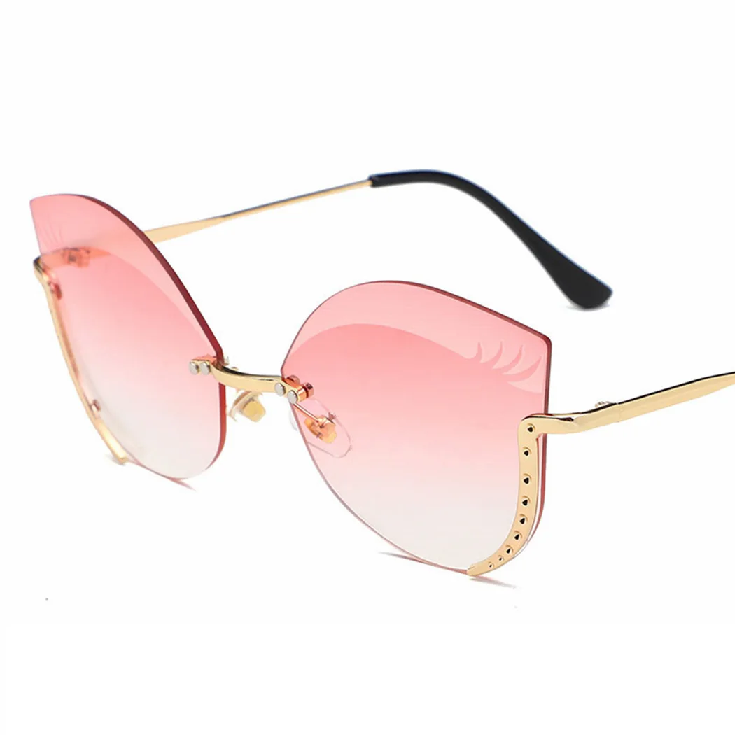

New 2019 Gradient Cat Eye Sunglasses Women Men Gold Metal Frame Cutting Lens Sun Glasses Vintage Ladies Eyelash Sunglass Shades