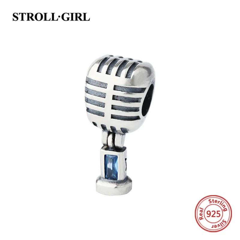 

Fit Authentic European Charm pendant Bracelets microphone Silver 925 beads DIY European fashion Jewelry for Valentine's Day gift