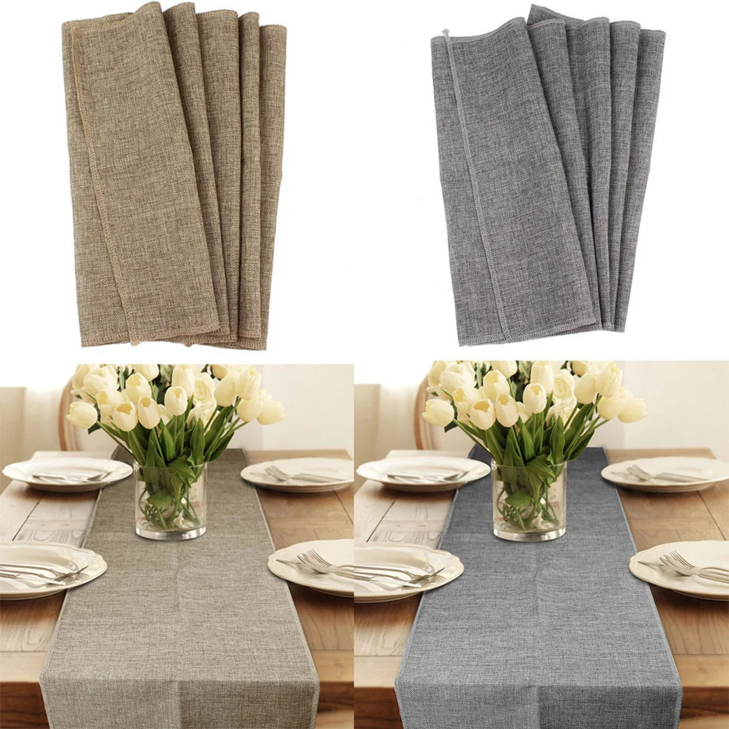 Table Runner Burlap Natural Jute Imitated Linen Rustic Decor Wedding