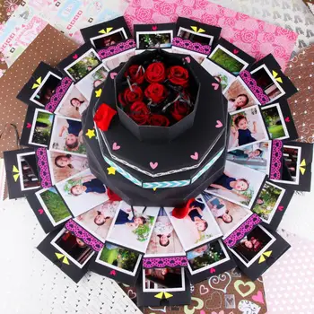 

Nonagon DIY Manual Photo Album Surprise Romantic Gift Box Scrapbook Surprise Party's Love Explosion Gift Box for Valentine's Day