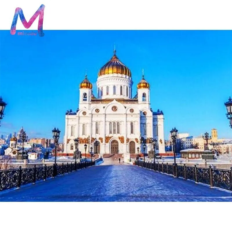 

MIAODU 5D DIY Diamond Painting Church Diamond Mosaic Picture Of Rhinestones Diamond Embroidery Cross Stitch Landscape Home Decor