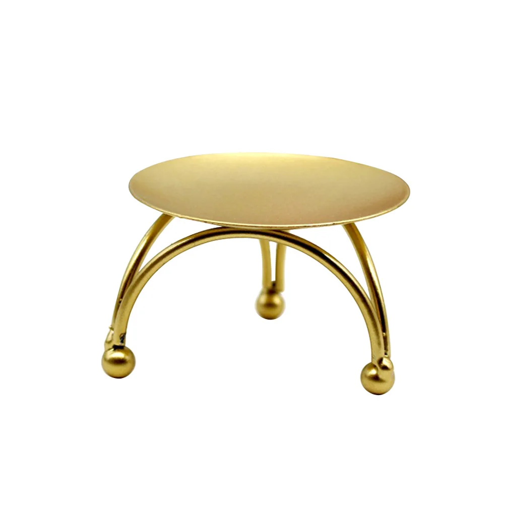 

1pc Wrought Iron Candle Holder Geometric Table Round Golden Candlestick Candle Holder for Home Decor Party DIY Ornament