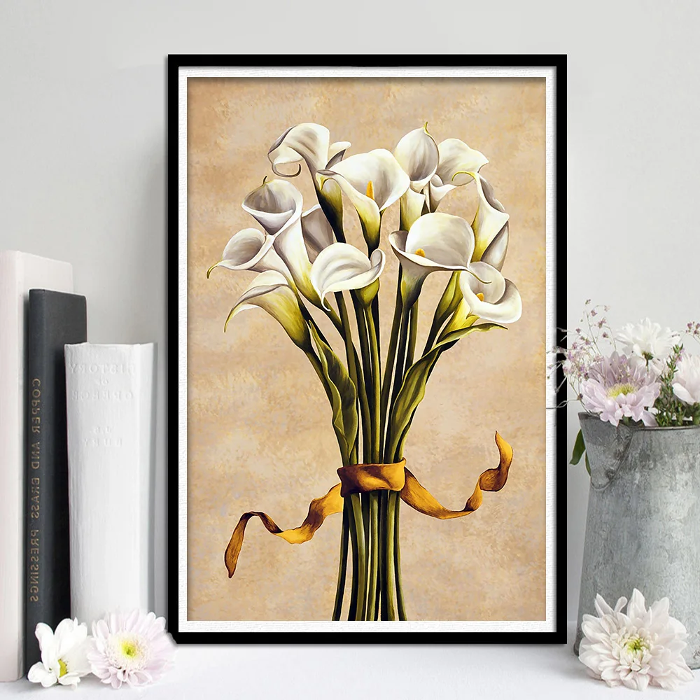 1 PC нетканый цветок постеры с масляной живописью и отпечатки стены Настенная