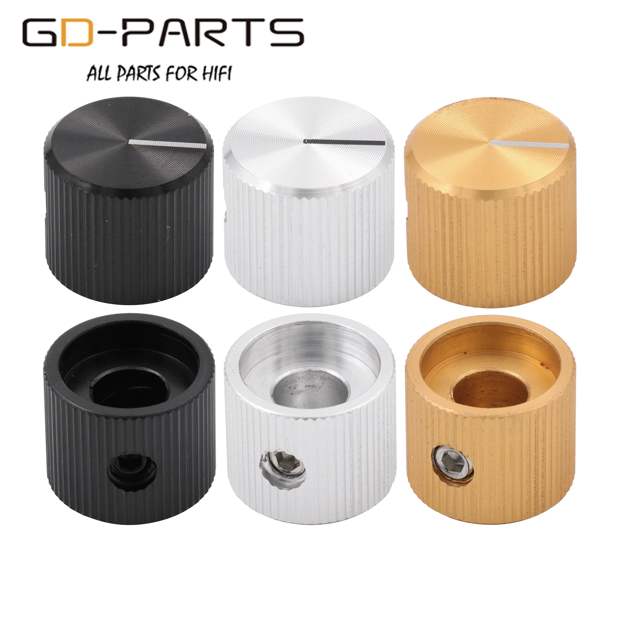 

15*12.5mm Machined Solid Full Aluminum Volume Potentiometer Knob For Hifi Audio Guitar AMP Effect Pedal DAC Radio 6.4mm 1/4" 1PC