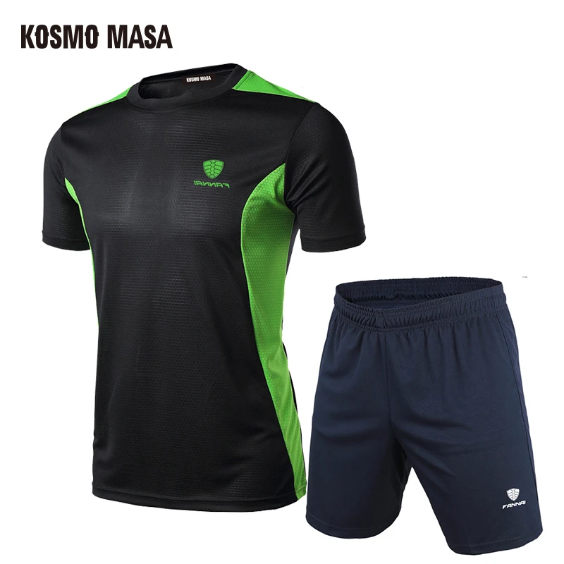 

KOSMO MASA Summer 2019 Casual Tracksuit Men Sport Suit Running Men Set T Shirt Shorts Quick Dry Breathable Men 2 Piece Set MS009