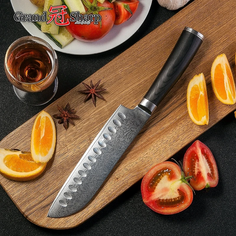 Дамасский кухонный нож vg10 японский дамасский стальной нож Santoku Профессиональные Кухонные ножи поварские инструменты для приготовления пищи Подарочная коробка Новинка