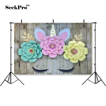 

thin vinyl wooden floor unicorn flowers children Photo Backgrounds Printed Professional Indoor Photographic studio Backdrops