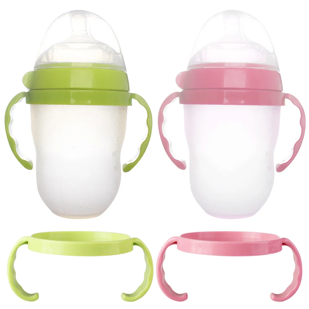 2 pièces résistance à la chaleur bébé alimentation bouteille de lait poignée PP couverture de biberon poignée pour Comotomo biberons accessoires de formation (lot de 2)